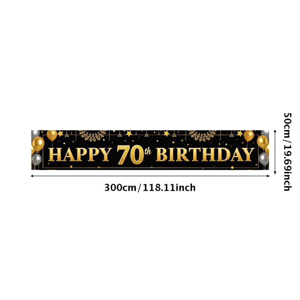 Anniversary Party Banner Reusable Milestone Celebration Banner Happy 70th Birthday Banner Polyester Material For Outdoor