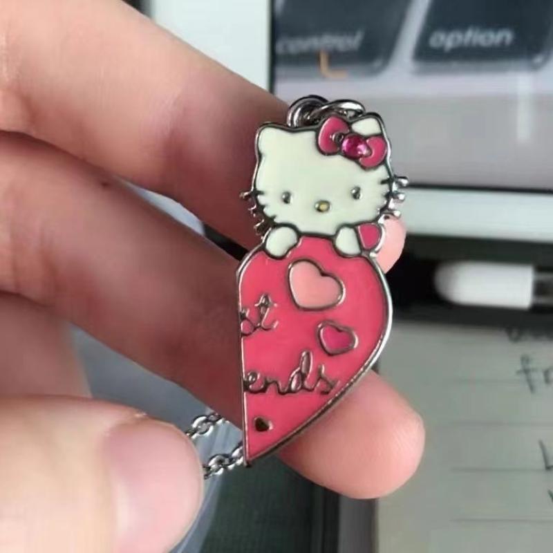 Best Friends Sweet Sanrio Hello Kitty Couple Pendant Necklace 2 Pcs/ Set Chain Choker Bff Good Friendship Jewelry Gift