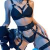 INS Sexy Bondage Three-Piece Lingerie Set with Adjustable Waist Cincher and Leg Ring