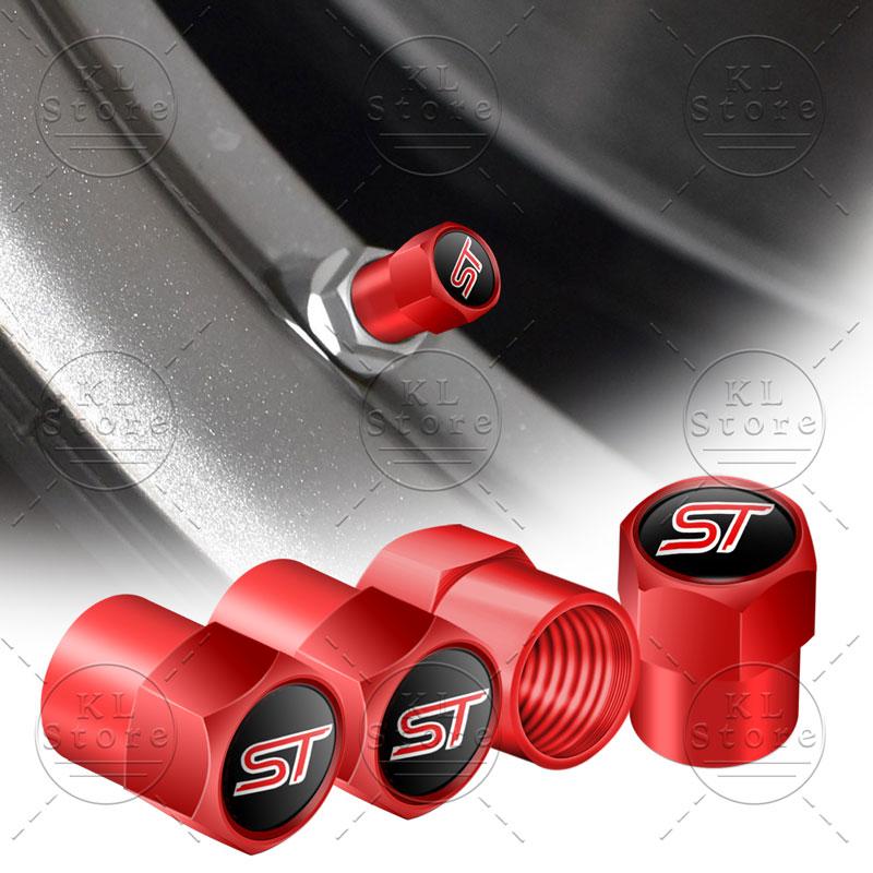 ST Logo Car Tire Valve Bolt-in Wheel Valve Stem Dust Cap Cover Accessories For Ford Fiesta Focus Mondeo Kuga Ranger Ecosport 4Pc