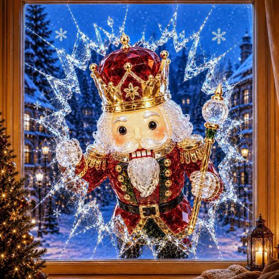 Holiday Party Decorations 2Pcs Christmas Window Stickers, Removable Waterproof PVC Decals, Peel And Stick Glass Mirror Decorative Stickers Decor,