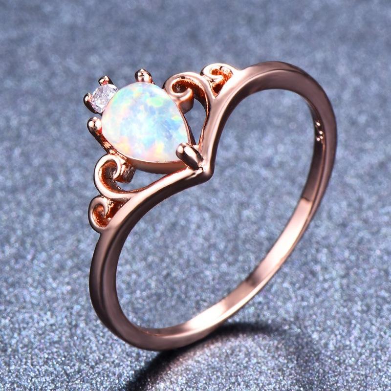 

Xin Orange Fashion Platinum Water Drop Orbo Crown Ring Women s Ring Jewelry no. 10