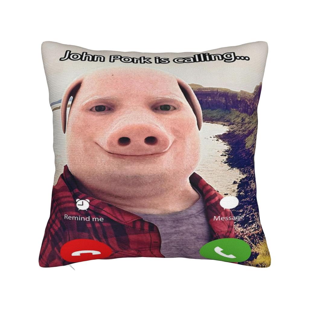 John Pork Dzwoni Śmieszny Meme Nadrukowana Poszewka na Poduszkę Poszewka na Poduszkę Dekoracja Samochodowa Y2K Kwadratowa Wiele Rozmiarów