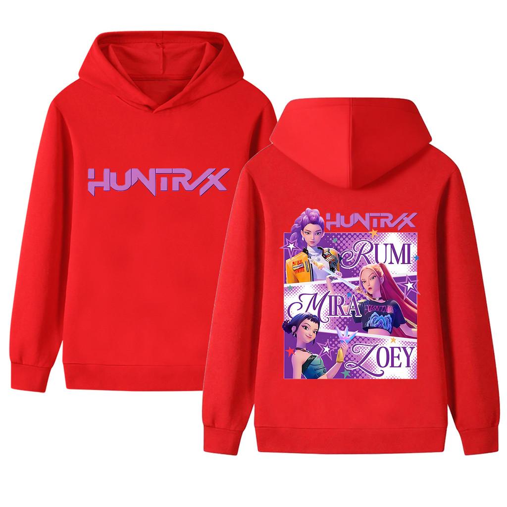 B1199-2 Kinder Jungen Mädchen Kpop Rumi Zoey Mira Beidseitiger Druck Langarm Kapuzenpullover