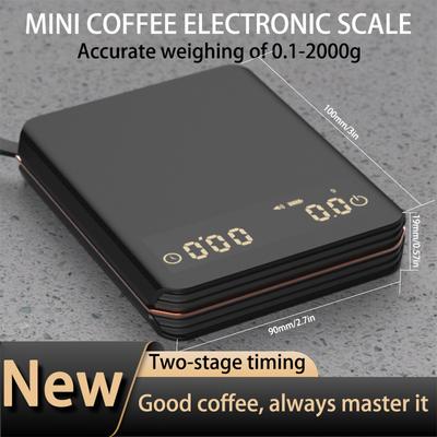 Elektronische Weegschaal Voor Koffie Huishoudelijke Koffieweegschaal LED Display 0.1g Oplaadbaar Hoge Precisie Keuken Koffieweegschaal met Timer