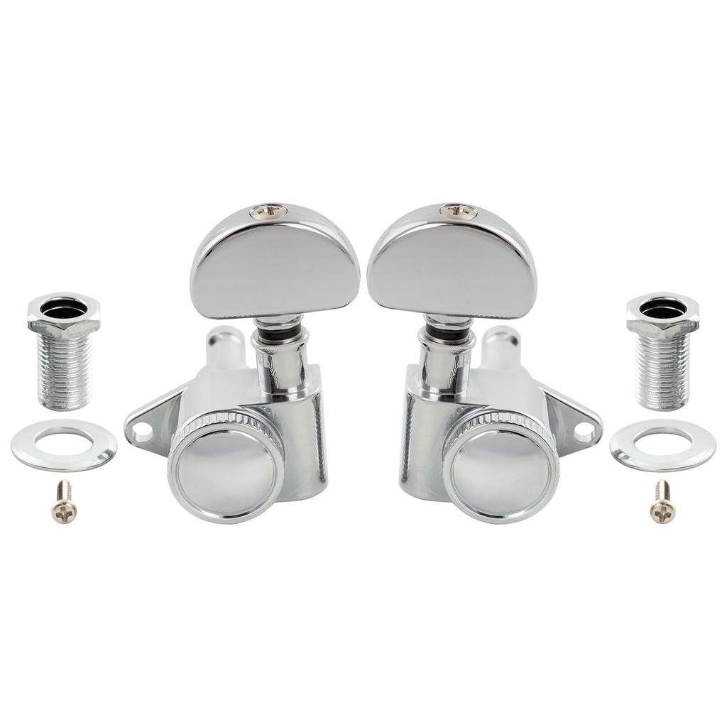 Musiclily Pro R18K L3R3 Locking Gear for Chrome Tuners, 181 Ratio, Half-Moon Buttons, Acoustic/Electric Guitars,