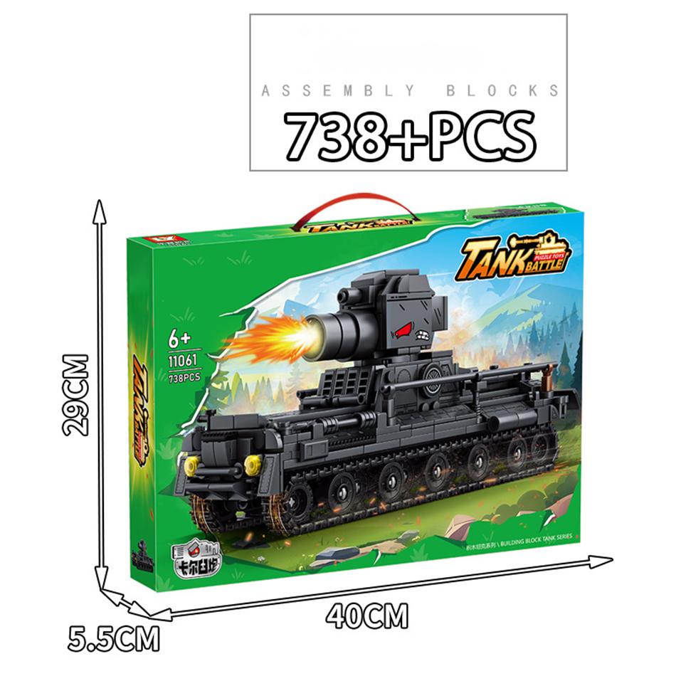 WW2 Military Cartoon Tank Monster Germany Karl Gerat Railway Gun P1000 Soviet KV 44 Model Building Blocks Bricks Toys Kids Gifts
