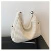 Large Capacity Corduroy Crossbody Bag Casual Canvas Shoulder Bag Simple Commute Women's Handbag Neutral Minimalist Style
