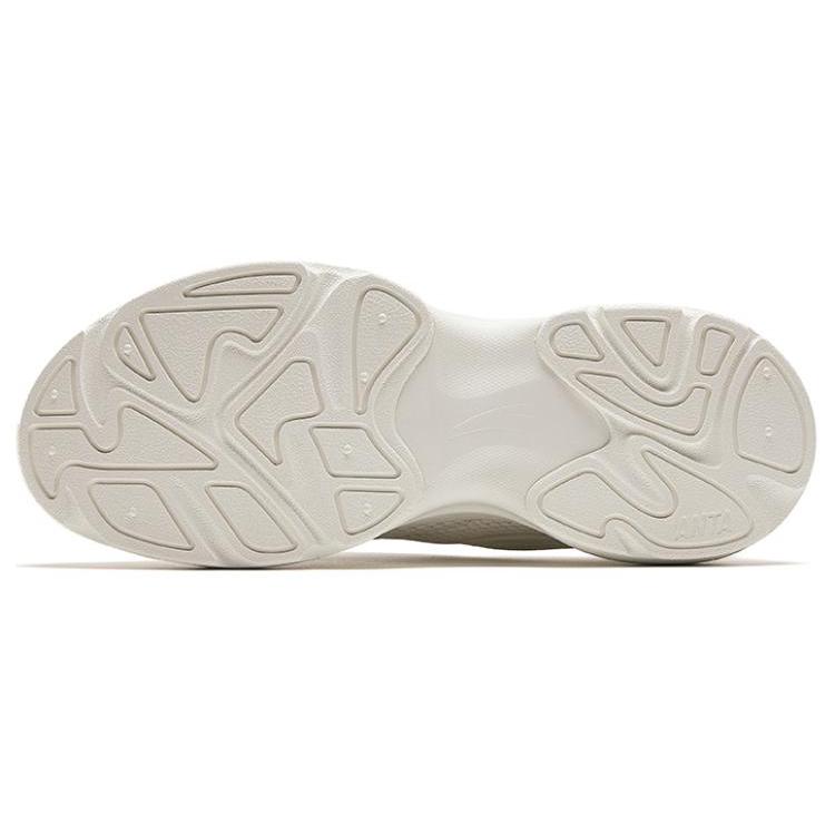 New Anta Bai Wei Cushioned Wear Resistant Breathable Height Increasing Low Top Casual Shoes Women's Ivory White 922428820-1