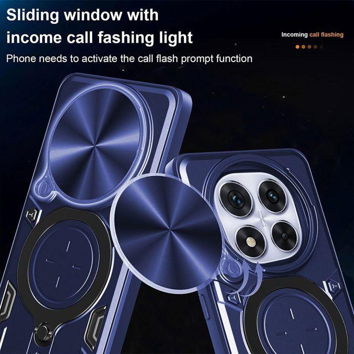 Coque pour Xiaomi Redmi Note 15 Pro 5G, avec Anneau Rotatif et Protection Caméra - Bleu Marine