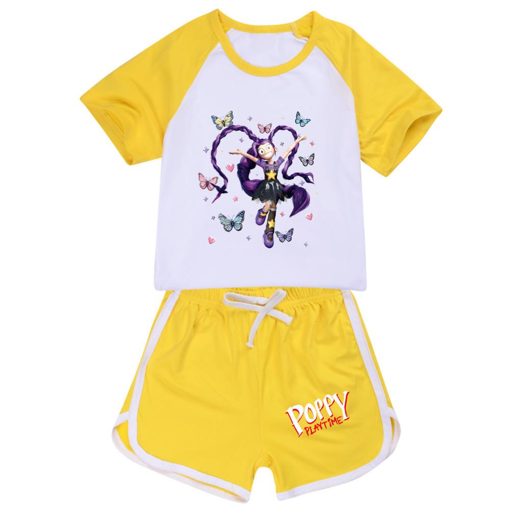 

5599 Multi-color Kids Girls Lily Lovebraids Print T-shirt Shorts Tracksuit Sets 170cm жовтий