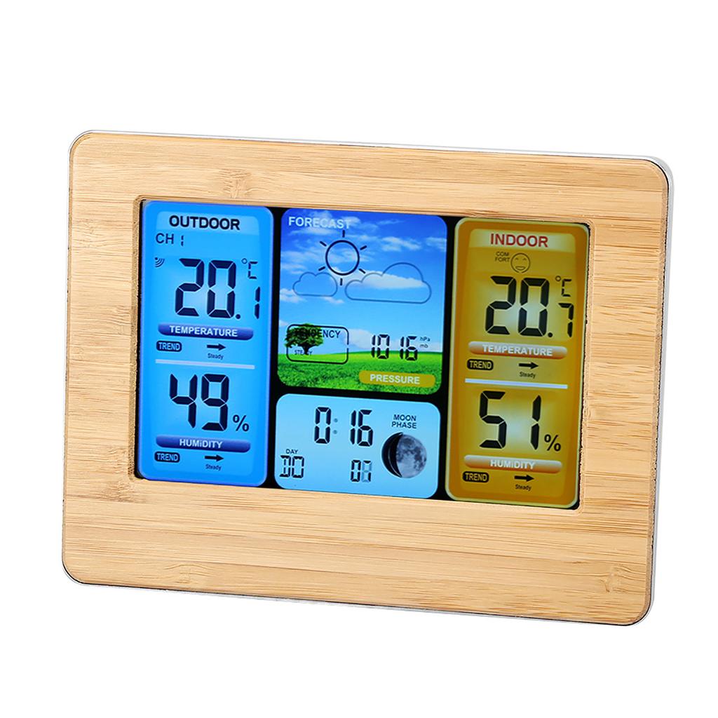 LCD Digital Wireless Weather Station Clock Thermometer Indoor&Outdoor Humidity
