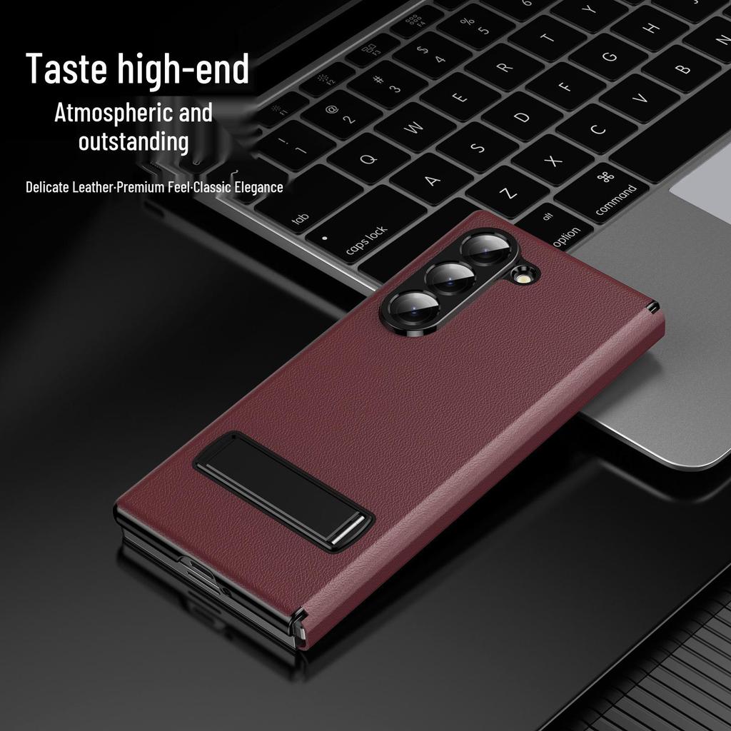 Capa Samsung Z Fold7 de Couro com Suporte Flip para Fold6/5/4/3 - À Prova de Queda, Protetora, Compatível com Comércio Eletrônico Transfronteiriço