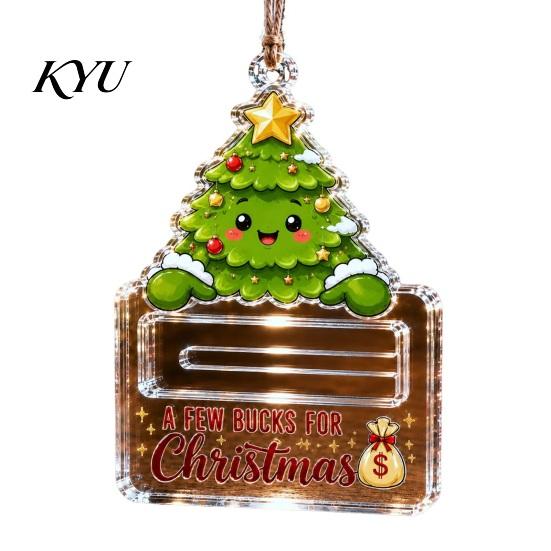 Holiday Party Favor Decor Christmas Money Holder Ornaments, Acrylic Gingerbread Snowman Santa Cash Stocking Stuffer for Gift Xmas Tree, Home