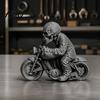 Unique Desktop Accessory 3D Printed Skull Motorcycle Rider Statue, Cool Gothic Biker Skeleton Ornament Figurine, Motorbike Sculpture Car Decor