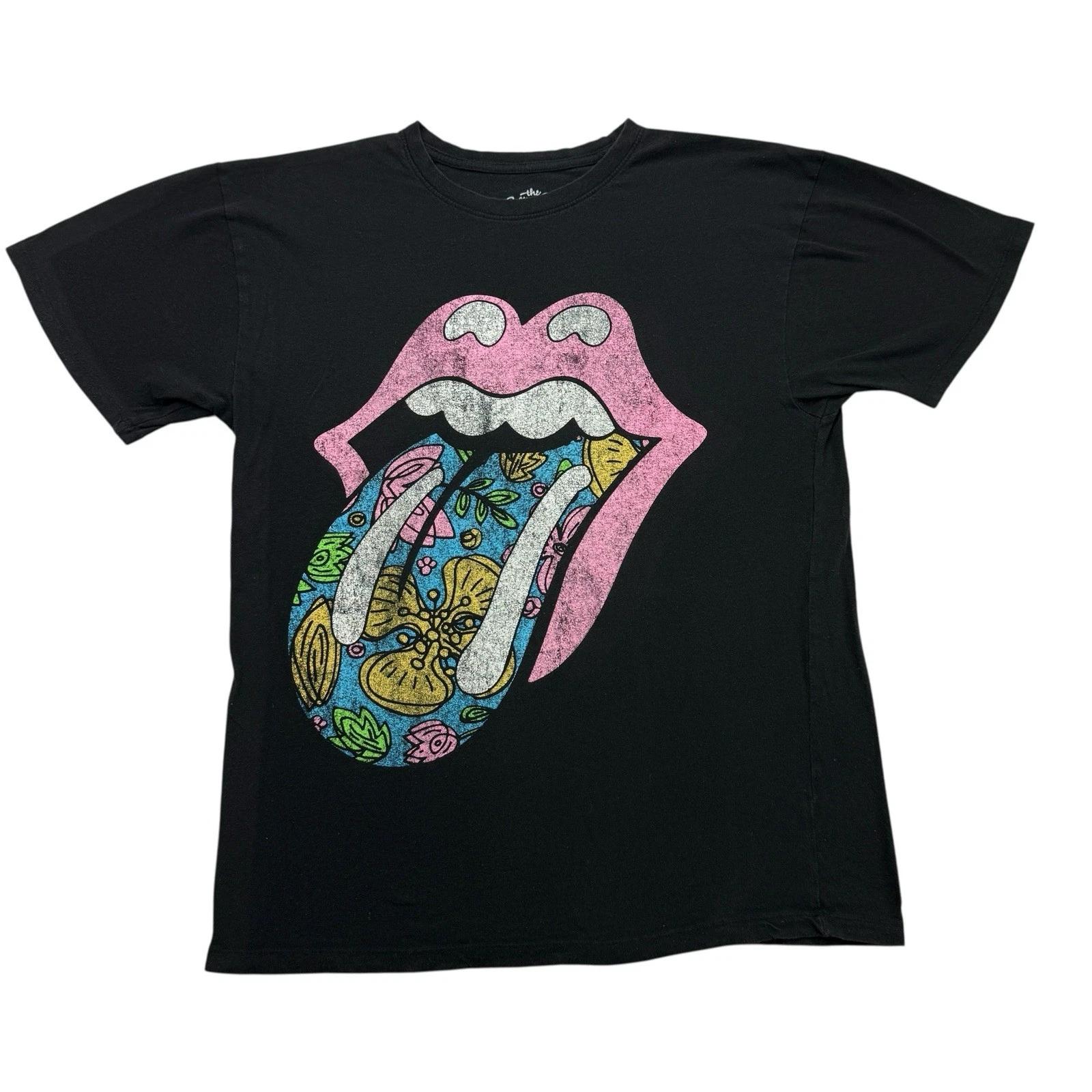 The Rolling Stones Shirt Womens Small S Black Oversized Short Sleeve Rock Music S