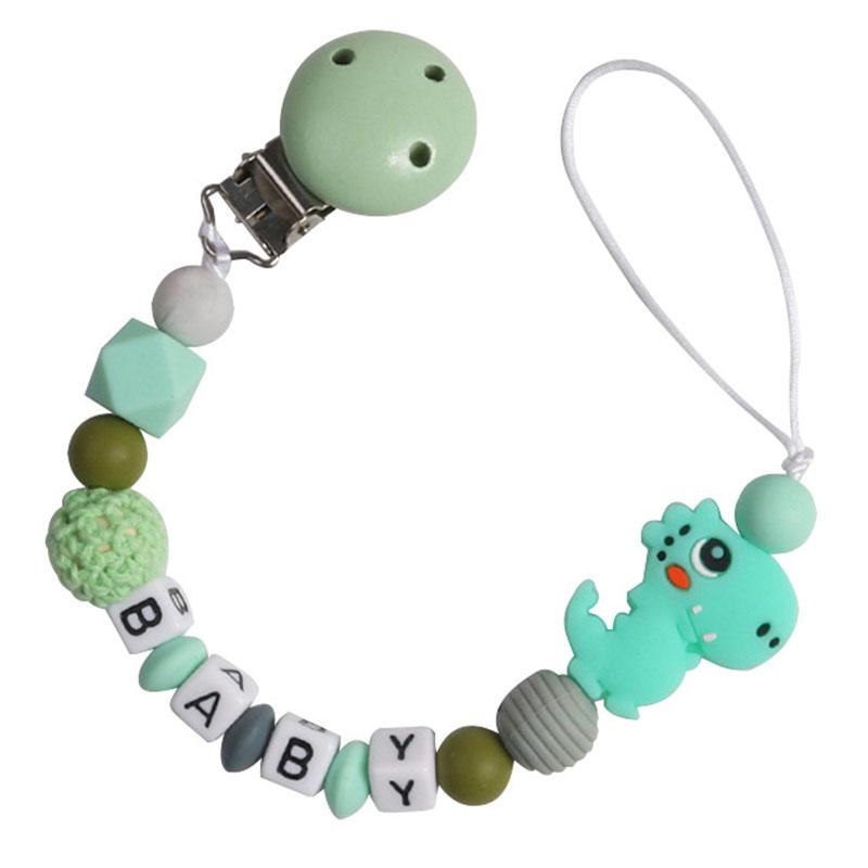 Personalized Name Handmade Silicone Baby Beech Dummy Pacifier Clip Safe Teething Chain Teether Pacifier chains Holder Chain Gift