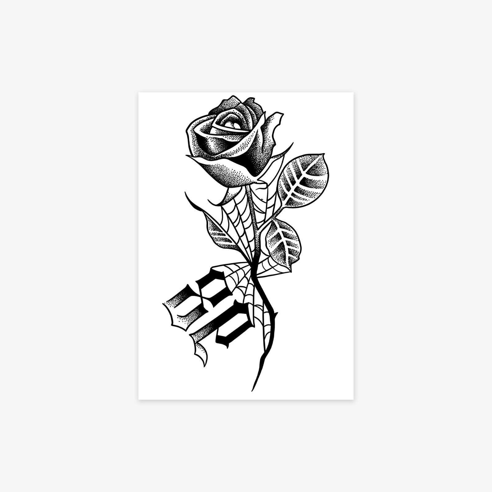 

High Sense Of Personality, Domineering Niche Roses, Spider Webs, Digital Tattoo Stickers 7*10