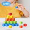 50 Pieces Wood Blocks Building Playing Counting Creative Crafts Math Sorting Toys Small Cubes