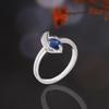 Gorgeous Natural Pear Kyanite Ring Earrings Necklace Set 925 Sterling Silver Real Gemstone Fine Jewelry for Women's Banquet Gift