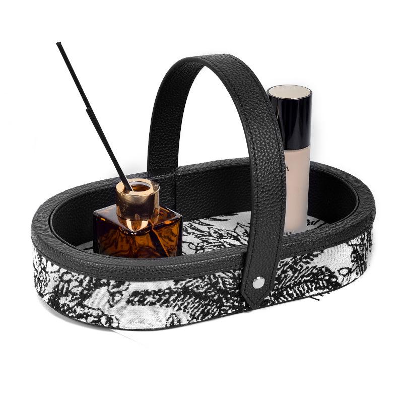 Francuska Retro Luksusowa Taca do Przechowywania ze Skórzanym Uchwytem do Szafki w Przedpokoju