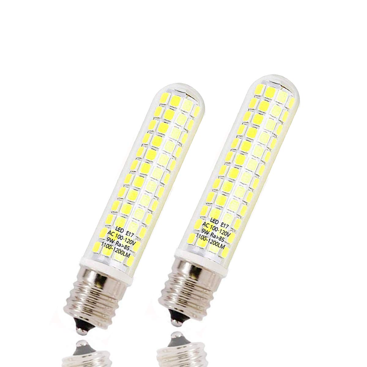 

E17 LED Bulb, 9W, E17 Base, 125pcs2835SMD, 1200LM, Equivalent to a 100W Halogen Lamp, AC110V-130V, Dimmable, Omnidirectional Wide Beam, 6000k