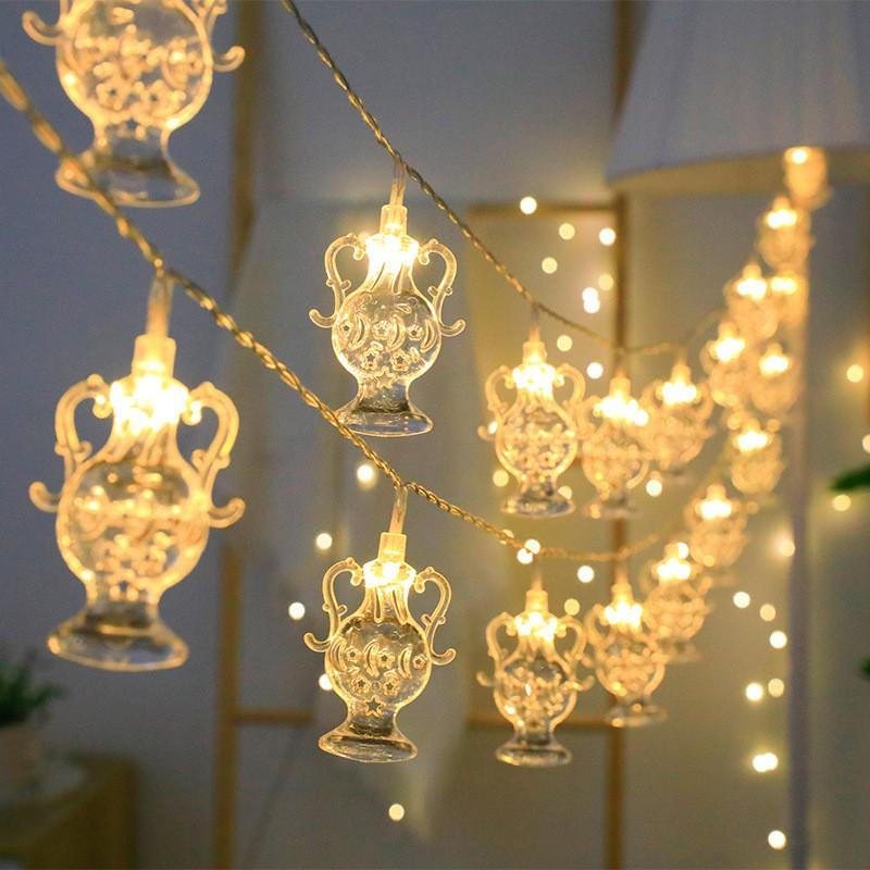 LED String Lights Ramadan Eid Decorations Star Moon Castle Theme Indoor Outdoor Festival Lighting