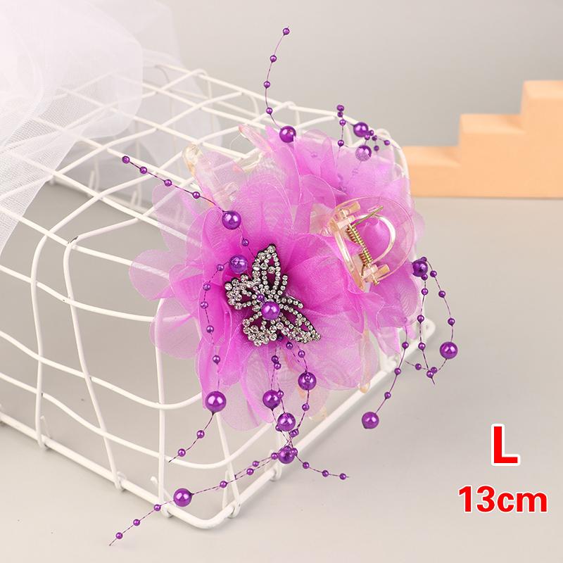 Haarspange mit Schmetterlings- und Blumenmuster, Haifisch-Haarspange für Damen, Haarschmuck mit Quasten und elegantem Blumenmuster.