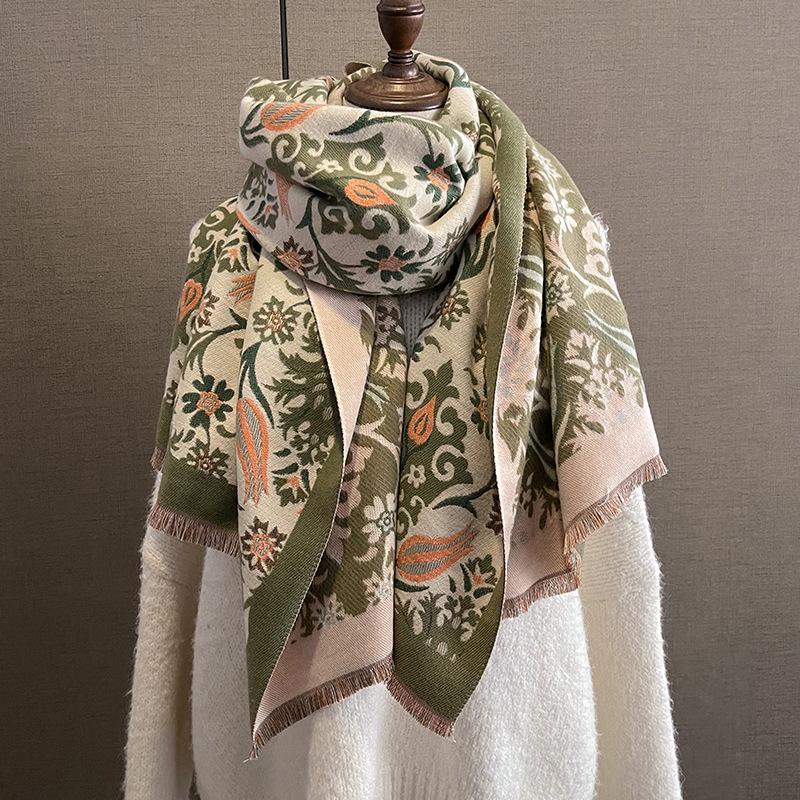 2023 Women's Winter Imitation Cashmere Scarf - Korean Style Cashew Pattern Warm Shawl and Neck Warmer