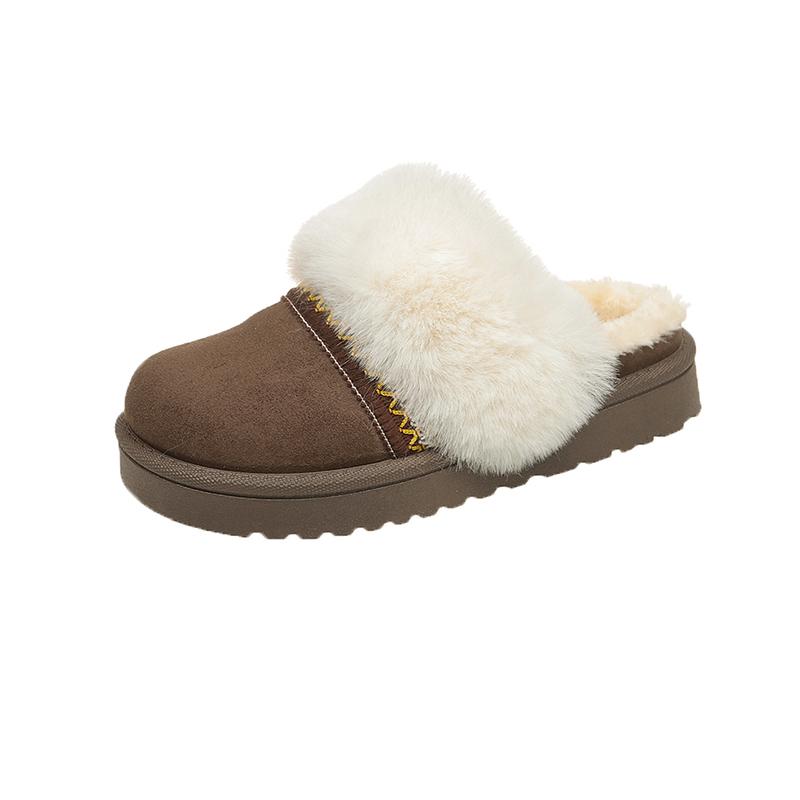 Fashion 2025 Fashion Striped Fluffy House Slippers for Women Winter Warm Plush Cotton Shoes Woman Comfort Non Slip Fur Platform Slippers