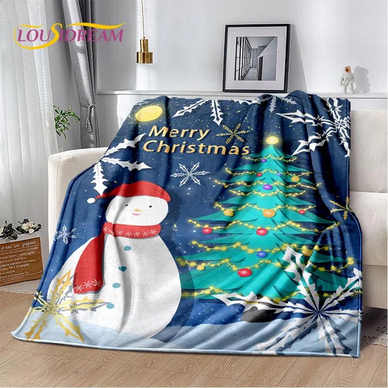 Frohe Weihnachten Baum Weihnachtsmann Geschenk Plüschdecke, Flanelldecke Überwurfdecke für Wohnzimmer Schlafzimmer Bett Sofa Picknick Wandern