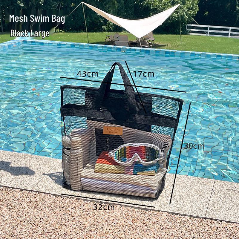Große Strandtasche aus Mesh mit hoher Kapazität für Spielzeug und Badebekleidung – Multifunktionale Reisehandtasche