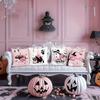 Home Decor Adorable Pink Halloween-themed Pillow Covers Pattern Cushion Cover Suitable for Sofa Bedroom Car Pillow Cover