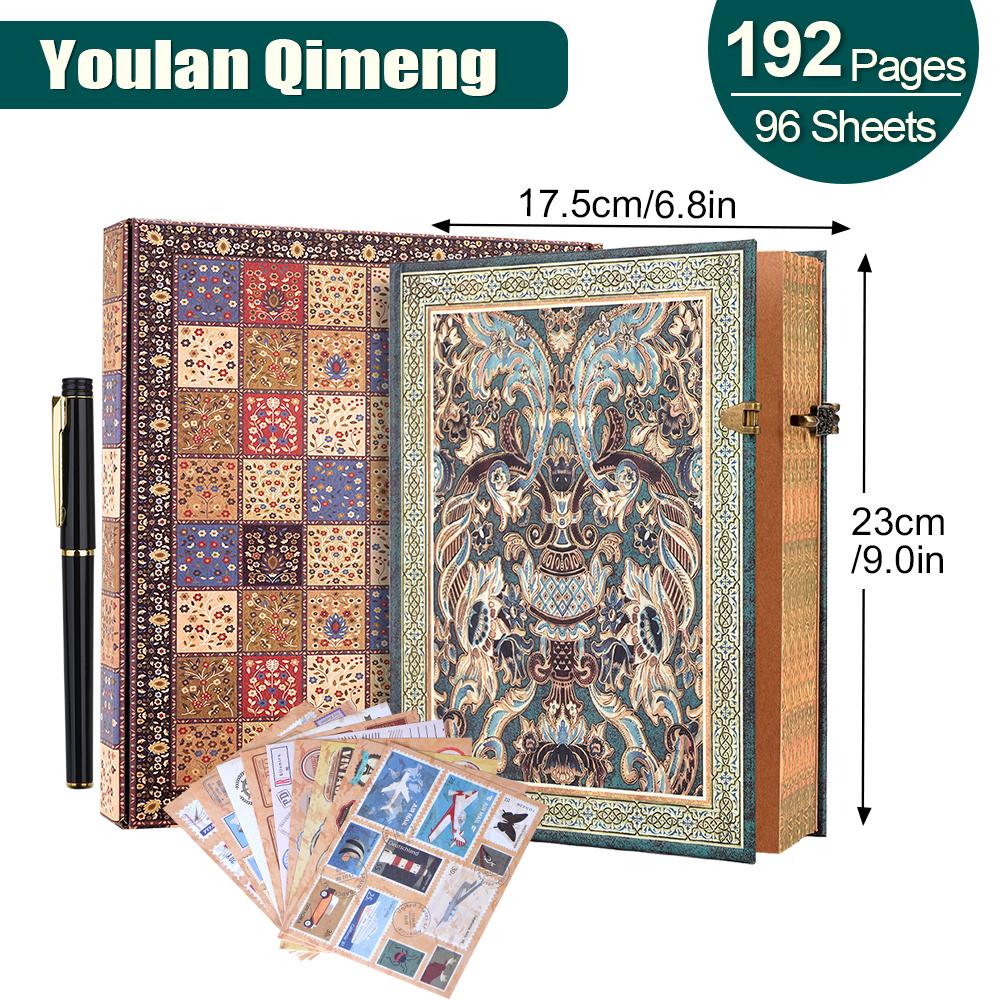 Retro Notebook 8 Style Themes classical notepads creative with copper lock design travel diaries  handbooks personalized gifts