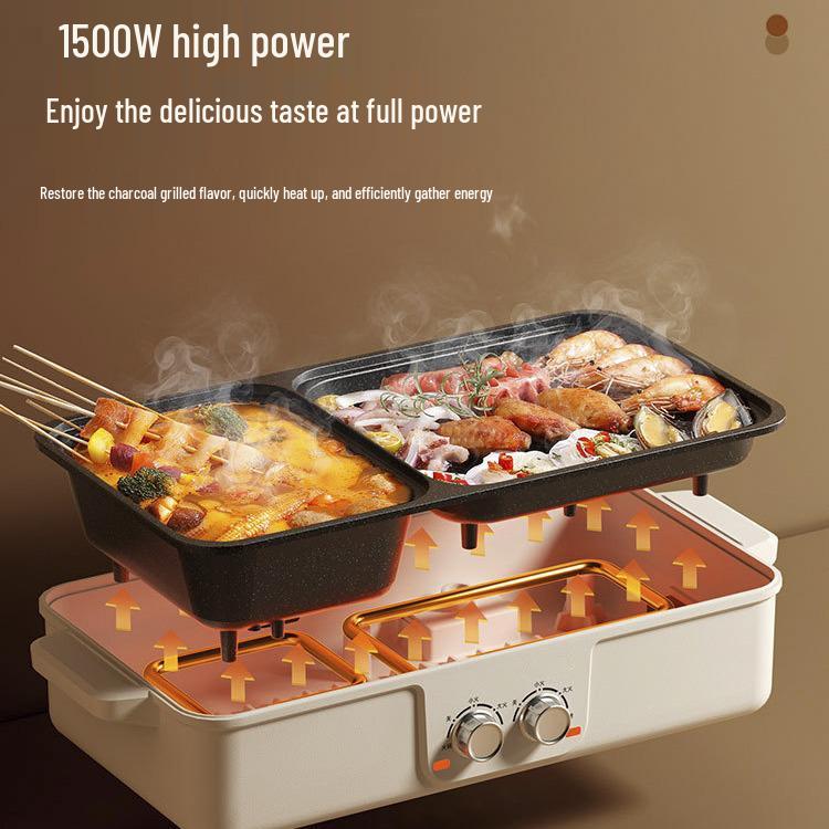 Multifunktionales Shabu-Shabu & Grill: Hochwertiger elektrischer Dämpf-, Koch- und Grilltopf