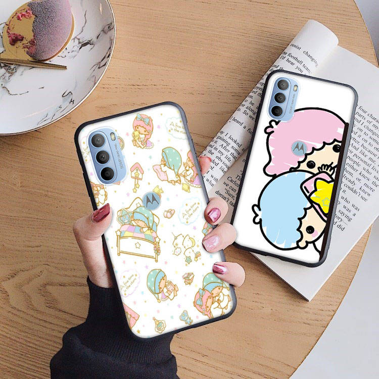 AH32 Cute Little Twin Stars Black Case for Samsung Note 20 Lite S24 Ultra S23 S22 A05 A06 A11 A71 A15 A16 A13 A24 A25 A33 A52 A53 M55 M35 Sofe Cover