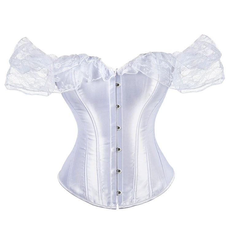 JYL Satin Lace Short sleeved Palace Beauty Bodysuit with Waist Shaping