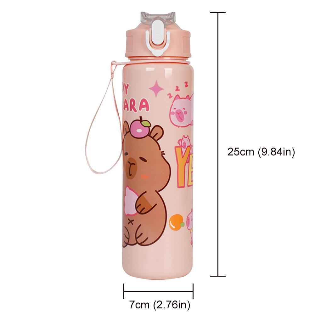 700ml Kapibara Przenośna Butelka do Picia ze Słomką i Uchwytem Kubek Podróżny na Wodę Kawaii Butelka na Wodę dla Chłopców Dziewcząt do Codziennego Użytku
