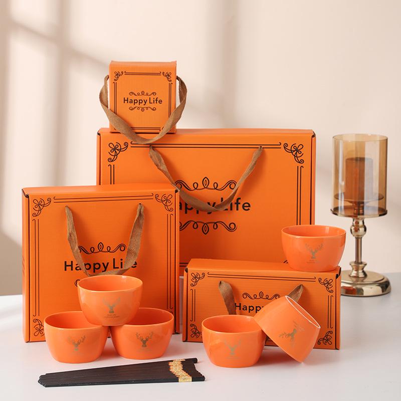 Creative Ceramic Bowl, Chopsticks, and Spoon Set - Perfect Gift for Company Openings and Events