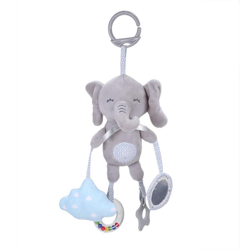 Infant Plush Rabbit Cat Dog With Music And Hanging Loop For Touch And Visual Stimulation