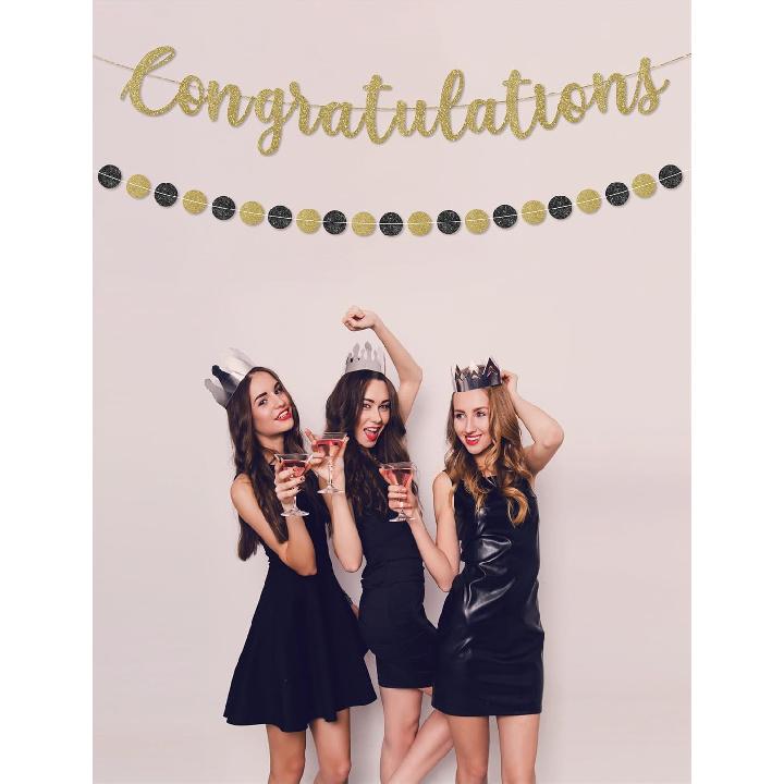 Pre-Strung Congratulations Banner for Graduation Decorations - Congratulations Decorations - Congrats Banner for Graduation, Wedding, Retirement