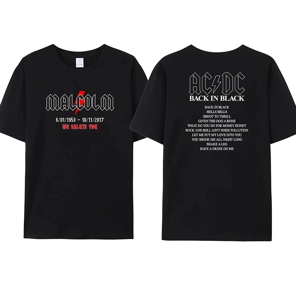 Retro Pánské AC-DC Potištěné Černé Bavlněné Tričko Pánské Pohodlné Ležérní Streetové Populární Tričko Hell's Bell Pánské Oblečení Top Trička