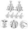 Metal Christmas Tree Napkin Rings - Silver Gold Holiday Table Decor