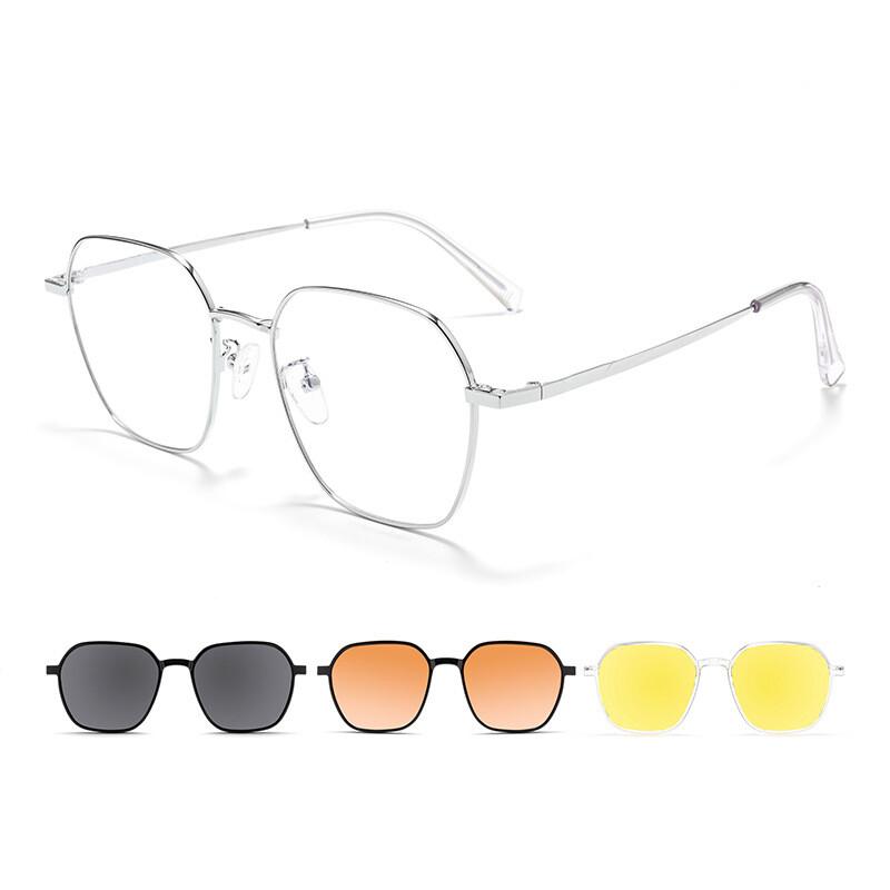 Custom Myopia magnetic polarized sunglasses for driving, night vision, 3 in 1 magnetic lens, women s prescription eyeglass frame 0 серебряный
