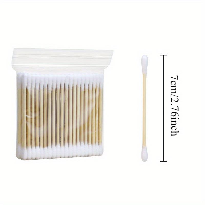 double pointed cotton swabs 7cm/2.75in, used for makeup removal, ear cleaning, and precise application, cotton swabs double round head design