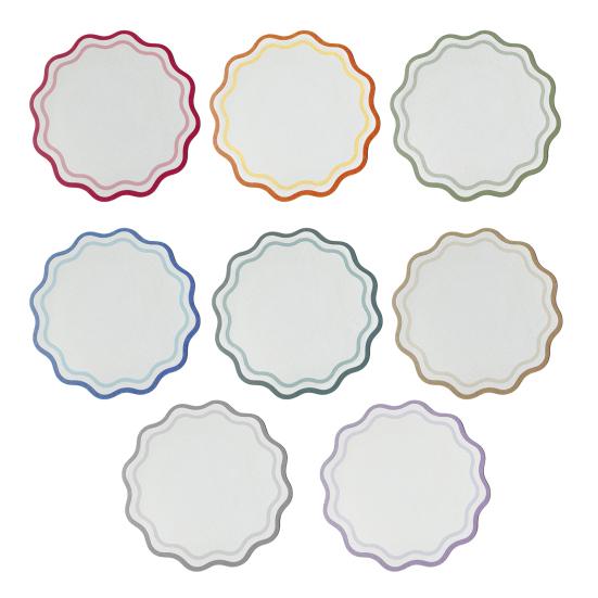 Faux Leather Scalloped Placemat Heat-Resistant Non-slip Heat Insulation Waterproof Dining Table