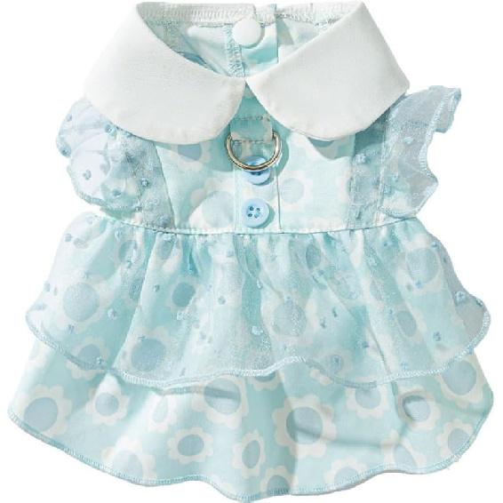 Летнее платье для собаки с цветочным кружевом и ошейником, дышащая юбка для щенков, для собак и кошек малого и среднего размера, для повседневной носки, на день рождения X-Small зелёный