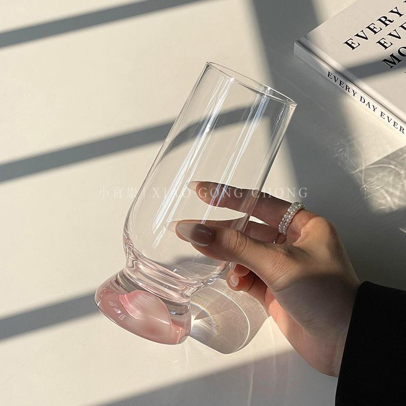 Ins Style Pink Mountain Thick-bottomed Mountain Cup High-looking Creative Glass Cup Coffee Cup Beer Cup Juice Cup 301-400ml розовый