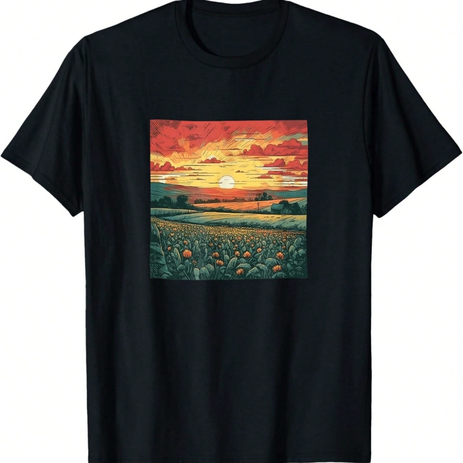 Sunset Mountain Nature Hiking Camping Outdoors Mountains T-Shirt S