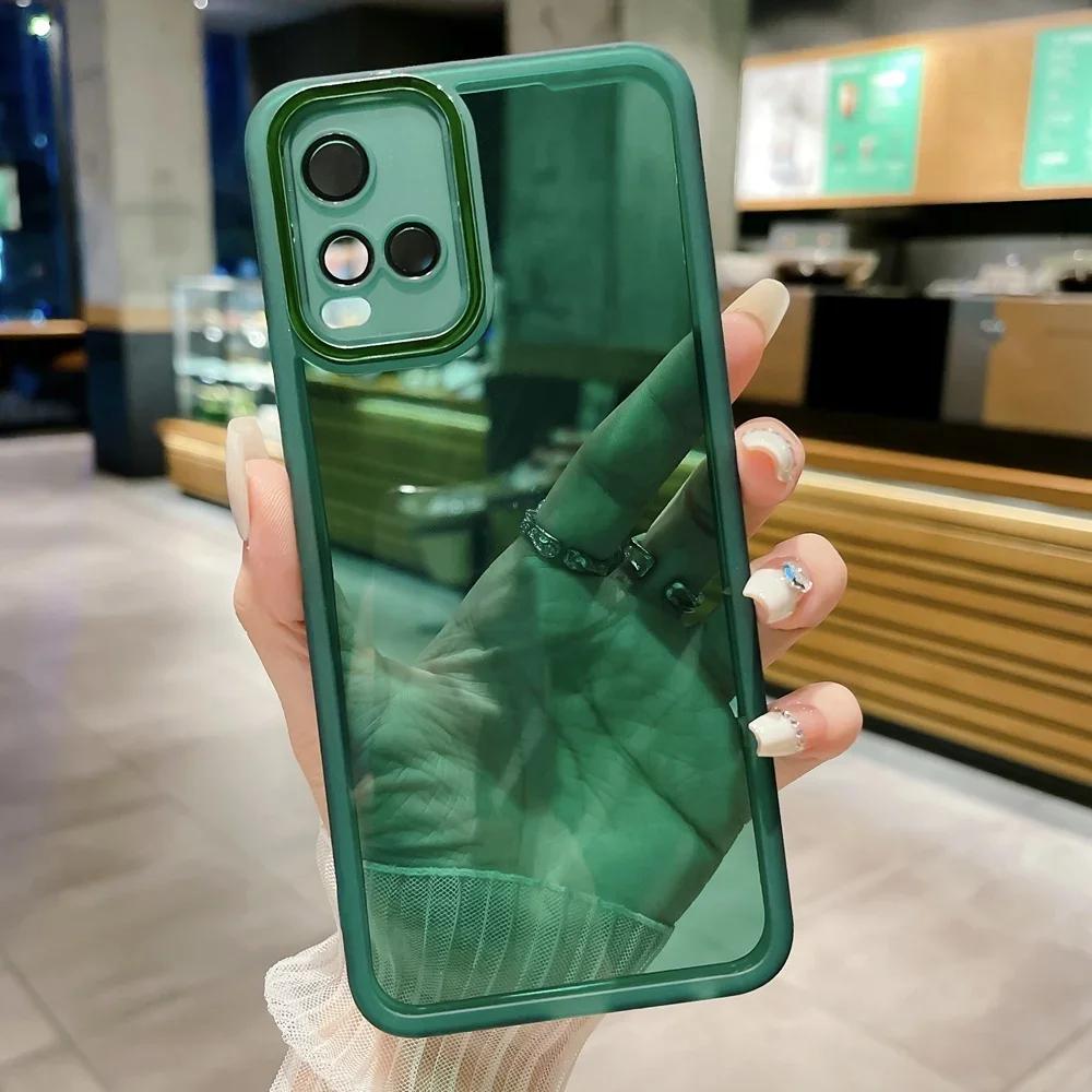 Case for Vivo Y36 Y16 Y18 Y28 Y33S Y22 Y22S  Y35 Y21  Y02 V27E V23E With Camera Lens Protector Transparent Phone Cover Carcasa